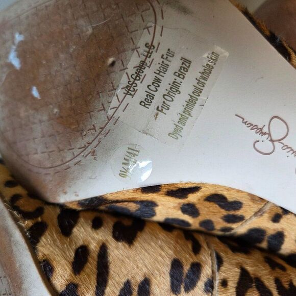 EUC JESSICA SIMPSON CARPENA REAL COW HAIR FUR UPPER ANIMAL PRINT STILETTOS 9.5 - Picture 12 of 16